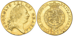 George III, half-guinea, 1801, sixth head, by Lewis Pingo, rev., shield in Garter (S. 3736), good extremely fine, in NGC holder graded MS 62

Estima...