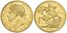 g George IV, sovereign, 1821, laureate bust, by Pistrucci, rev., St. George (S. 3800), fine

Estimate: GBP 600-800