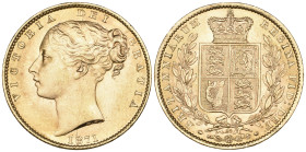 g Victoria, young head, sovereign, 1871, rev., shield, die no. 28 (S. 3853B), mint state, in NGC holder graded MS 63+

Estimate: GBP 700-800