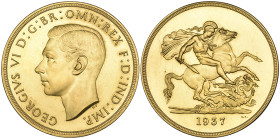 g George VI, Coronation, 1937, proof set of four gold coins, comprising five-pounds, two-pounds, sovereign and half-sovereign, light surface marks and...