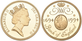 g Elizabeth II, Tercentenary of the Foundation of the Bank of England, 1994, proof two-pounds struck in gold, a mule from an obverse die intended for ...
