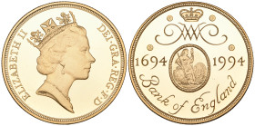 g Elizabeth II, Tercentenary of the Foundation of the Bank of England, 1994, proof two-pounds struck in gold, another similar mule from an obverse die...