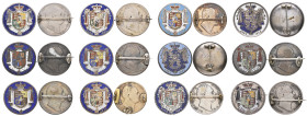 Wiilliam IV, halfcrowns (12), 1833, 1834 (4), 1836 (6), 1837, reverses enamelled, one gilt, and two with hollow silver backplates (12)

Estimate: GB...