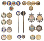 William IV to Victoria, a five-coin bar-brooch of three-halfpences (5), dated 1837, 1840, 1860, 1862, 1863, all gilt, the 1860 suspended below, altern...