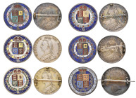 Victoria, young head halfcrown 1881; jubilee 1887 halfcrowns (4), all but one brooch-mounted, one gilt, reverses enamelled (5)

Estimate: GBP 150-20...