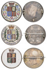 Victoria, halfcrowns (3), young head, enamelled in various colours, one with legend 'GOD SAVE OUR QUEEN 1837 JUBILEE 1887, another incorporating 'HONO...