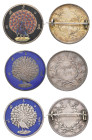 Burma, Mindon, kyat, CS 1214 (1852) (3), the first with obverse enamelled peacock on black background, gilt to reverse, the other two with plain peaco...