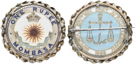 Mombasa, British East Africa Company, rupee, 1888, enamelled both sides, in pin-back ring mount,

Estimate: GBP 200-300