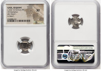 CENTRAL GAUL. Sequani. Ca. mid-1st century BC. AR quinarius (13mm, 5h). NGC XF. Male head with curly hair left / SE-QVANOIO-TVOS, boar standing left. ...