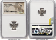CENTRAL GAUL. Sequani. Ca. mid-1st century BC. AR quinarius (13mm, 6h). NGC XF. Male head with curly hair left / SE-QVANOIO-TVOS, boar standing left. ...