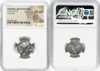 LUCANIA. Metapontum. Ca. 330-280 BC. AR stater (19mm, 5h). NGC Choice VF. Dai- and Mach-, magistrates. Head of Demeter right, hear falling loose in cu...