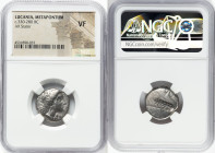 LUCANIA. Metapontum. Ca. 330-280 BC. AR stater (18mm, 10h). NGC VF. Dai- and Mach-, magistrates. Head of Demeter right, hear falling loose in curls an...