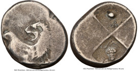 THRACE. Chersonesus. Ca. 4th century BC. AR hemidrachm (14mm). NGC Choice Fine. Persic standard, ca. 480-350 BC. Forepart of lion right, head reverted...