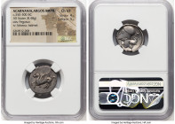 ACARNANIA. Argos Amphilocicum. Ca. 350-270 BC. AR stater (20mm, 8.48 gm, 5h). NGC Choice VF 4/5 - 5/5. Pegasus flying left, A below / APΓEI, head of A...