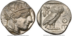 ATTICA. Athens. Ca. 440-404 BC. AR tetradrachm (24mm, 17.23 gm, 1h). NGC MS 5/5 - 4/5. Mid-mass coinage issue. Head of Athena right, wearing earring, ...
