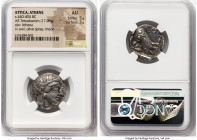 ATTICA. Athens. Ca. 440-404 BC. AR tetradrachm (23mm, 17.08 gm, 4h). NGC AU 5/5 - 3/5. Mid-mass coinage issue. Head of Athena right, wearing earring, ...