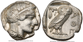 ATTICA. Athens. Ca. 440-404 BC. AR tetradrachm (24mm, 17.20 gm, 4h). NGC Choice XF 5/5 - 4/5, brushed. Mid-mass coinage issue. Head of Athena right, w...
