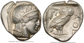 ATTICA. Athens. Ca. 440-404 BC. AR tetradrachm (25mm, 17.16 gm, 1h). NGC Choice XF 4/5 - 4/5. Mid-mass coinage issue. Head of Athena right, wearing ea...