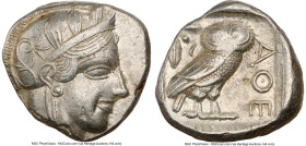 ATTICA. Athens. Ca. 440-404 BC. AR tetradrachm (24mm, 17.17 gm, 6h). NGC XF 4/5 - 4/5. Mid-mass coinage issue. Head of Athena right, wearing earring, ...