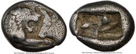 LYDIAN KINGDOM. Croesus (561-546 BC). AR sixth-stater (11mm). NGC Fine. Croeseid standard, Sardes. Confronted foreparts of lion right (on left) and bu...