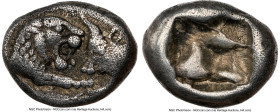 LYDIAN KINGDOM. Croesus (561-546 BC). AR 1/12 stater (8mm, 0.89 gm). NGC VF. Croeseid standard, Sardes. Confronted foreparts of lion right (on left) a...