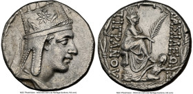 ARMENIAN KINGDOM. Tigranes II the Great (95-56 BC). AR tetradrachm (27mm, 15.69 gm, 12h). NGC Choice XF 5/5 - 2/5, graffito. Tigranocerta, ca. 80-68 B...