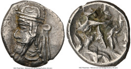 PERSIS KINGDOM. Darius II (ca. 1st century BC). AR obol (10mm, 7h). NGC XF. Robed bust of Darius II left in Parthian-style tiara, wearing spiral torqu...