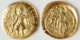 INDIA. Kushano-Sasanian. Vasudeva I (ca. AD 190-230). AV dinar (27mm, 8.12 gm, 12h). Fine. Bactria, late series imitative issues in the name of Vasude...