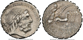 Q. Antonius Balbus (ca. 83-82 BC). AR serratus denarius (18mm, 7h). NGC Choice VF, brushed. Rome. Laureate head of Jupiter right; S•C behind / Q•ANTO•...
