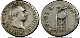 Vitellius (late April-20 December AD 69). AR denarius (17mm, 5h). NGC Choice Fine. Rome. A VITELLIVS GERM IMP AVG TR P, laureate head of Vitellius rig...