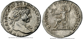 Trajan (AD 98-117). AR denarius (19mm, 7h). NGC XF. Rome, ca. AD 108-109. IMP TRAIANO AVG GER DAC P M TR P, laureate bust of Trajan right, slight drap...