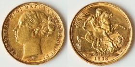 Victoria gold "St. George" Sovereign 1878-M AU, Melbourne mint, KM7. 22mm. 7.99gm. HID09801242017 © 2025 Heritage Auctions | All Rights Reserved www.H...