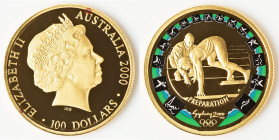 Elizabeth II gold Colorized Proof "2000 Sydney Olympics - Preparation" 100 Dollars 2000 (1999)-P UNC, Perth mint, KM444. HID09801242017 © 2025 Heritag...