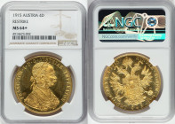 Franz Joseph I gold Restrike 4 Ducat 1915 MS64+ NGC, Vienna mint, KM2276. Ex. Heritage Auction 232408 (February 2024, Lot 64187) HID09801242017 © 2025...