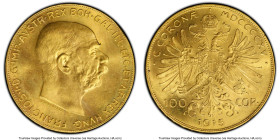 Franz Joseph I gold Restrike 100 Corona 1915 MS64 PCGS, Vienna mint, KM2819. HID09801242017 © 2025 Heritage Auctions | All Rights Reserved www.HA.com/...