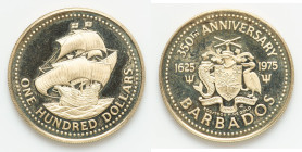 British Commonwealth. Elizabeth II gold "350th Anniversary of Barbados" 100 Dollars 1975-FM UNC, Franklin mint, KM18. HID09801242017 © 2025 Heritage A...