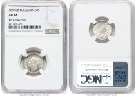 Ferdinand I 50 Stotinki 1891-KB AU58 NGC, Kremnica mint, KM12. Underlying semi-Prooflike fields with champagne toning. Ex. KB Collection From the KB C...