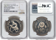 People's Republic silver Proof Proba "Ribbon Dancing" 10 Leva 1984 PR67 Ultra Cameo NGC, Sofia mint, KM-Pn29. Los Angeles Summer Olympics commemorativ...
