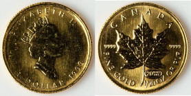 Elizabeth II gold "Maple Leaf - 20th Anniversary ANS" Dollar (1/20 oz) 1999 UNC, Royal Canadian mint, KM238. 14.mm. 1.55gm. HID09801242017 © 2025 Heri...