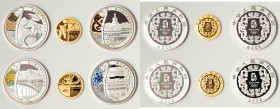 People's Republic Uncertified gold & Colorized silver "Beijing Olympics" 6-Piece Proof Set 2008 UNC, 1) gold "Swimming" 150 Yuan, KM1696 2) gold "Weig...