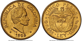 Republic gold 5 Pesos 1926 MS64 NGC, Medellin mint, KM204, Fr-115. HID09801242017 © 2025 Heritage Auctions | All Rights Reserved www.HA.com/TexasAucti...