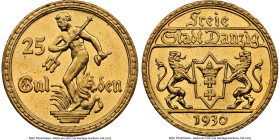 Free City gold 25 Gulden 1930 MS63 NGC, Berlin mint, KM150,, Fr-44. A splendid example with full mint brilliance. HID09801242017 © 2025 Heritage Aucti...