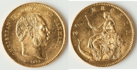 Christian IX gold 20 Kroner 1873 (h)-CS AU, Copenhagen mint, KM791.1, Fr-295. 23mm. 8.96gm. HID09801242017 © 2025 Heritage Auctions | All Rights Reser...