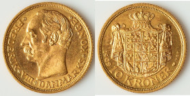 Frederick VIII gold 10 Kroner 1909 (h)-VBP XF, Copenhagen mint, KM809, Fr-298. 18mm. 4.49gm. HID09801242017 © 2025 Heritage Auctions | All Rights Rese...