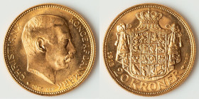 Christian X gold 20 Kroner 1915 (h)-VBP UNC, Copenhagen mint, KM817.1, Fr-299. 23mm. 8.99gm. HID09801242017 © 2025 Heritage Auctions | All Rights Rese...