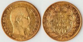 Napoleon III gold 5 Francs 1857-A XF, Paris mint, KM787.1, Fr-578a. 16.7mm. 1.58gm. HID09801242017 © 2025 Heritage Auctions | All Rights Reserved www....