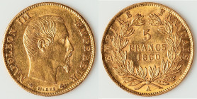 Napoleon III gold 5 Francs 1860-A XF, Paris mint, KM787.1, Fr-578a. 16.7mm. 1.61gm. HID09801242017 © 2025 Heritage Auctions | All Rights Reserved www....