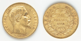 Napoleon III gold 20 Francs 1854-A XF, Paris mint, KM781.1, F-531/2. 21mm. 6.44gm. HID09801242017 © 2025 Heritage Auctions | All Rights Reserved www.H...