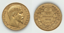 Napoleon III gold 20 Francs 1855-A XF, Paris mint, KM781.1, F-531/3. 21mm. 6.44gm. HID09801242017 © 2025 Heritage Auctions | All Rights Reserved www.H...