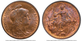 Republic 4-Piece Lot of bronze Minors Gem Red and Brown, 1) Republic 10 Centimes 1899 MS65 Red and Brown PCGS, Paris mint, KM843, Gad-277 2) Republic ...